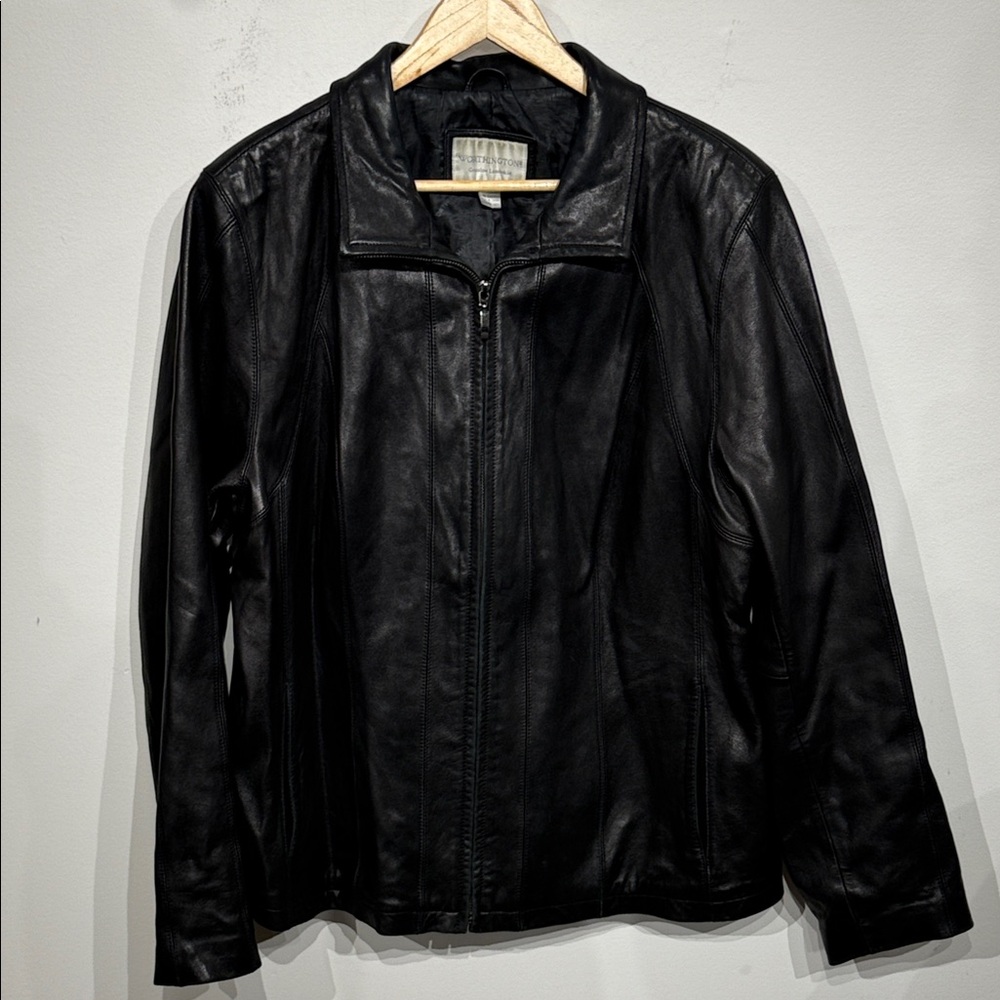 Worthington Black  Lambskin Leather Jacket